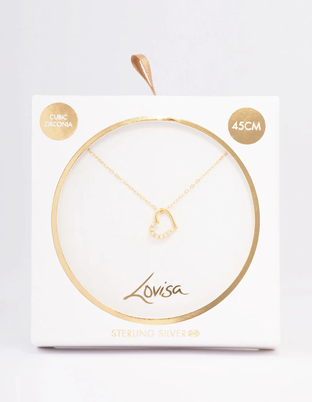 Gold Plated Sterling Silver Open Cubic Zirconia Heart Pendant Necklace sold by lovisa product image thumbnail 2