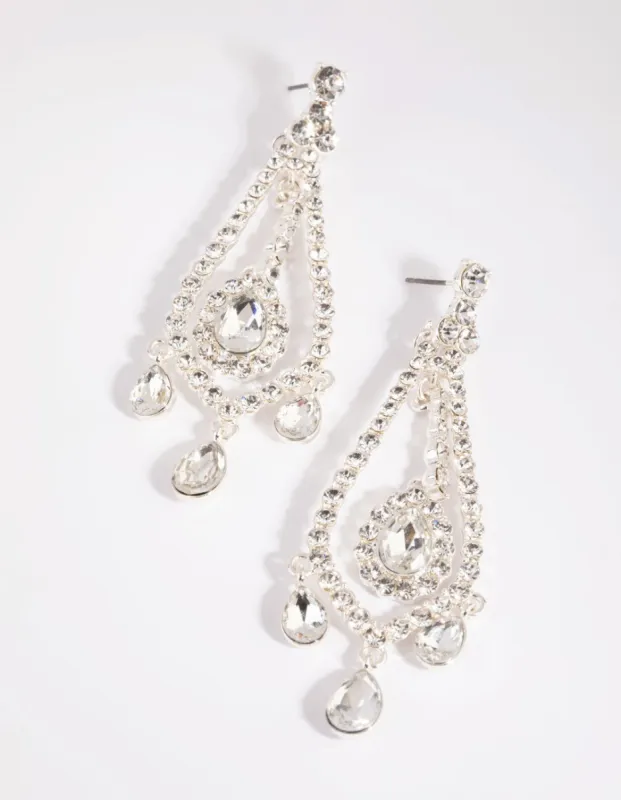 Silver Statement Teardrop Earrings sold by lovisa