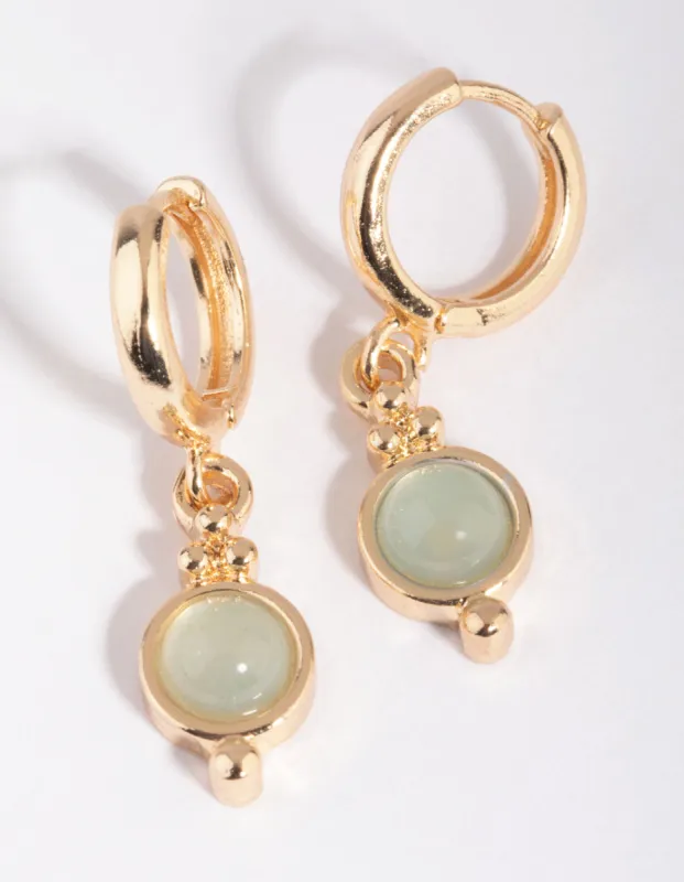 Jade Semi-Precious Huggie Hoop Earrings sold by lovisa