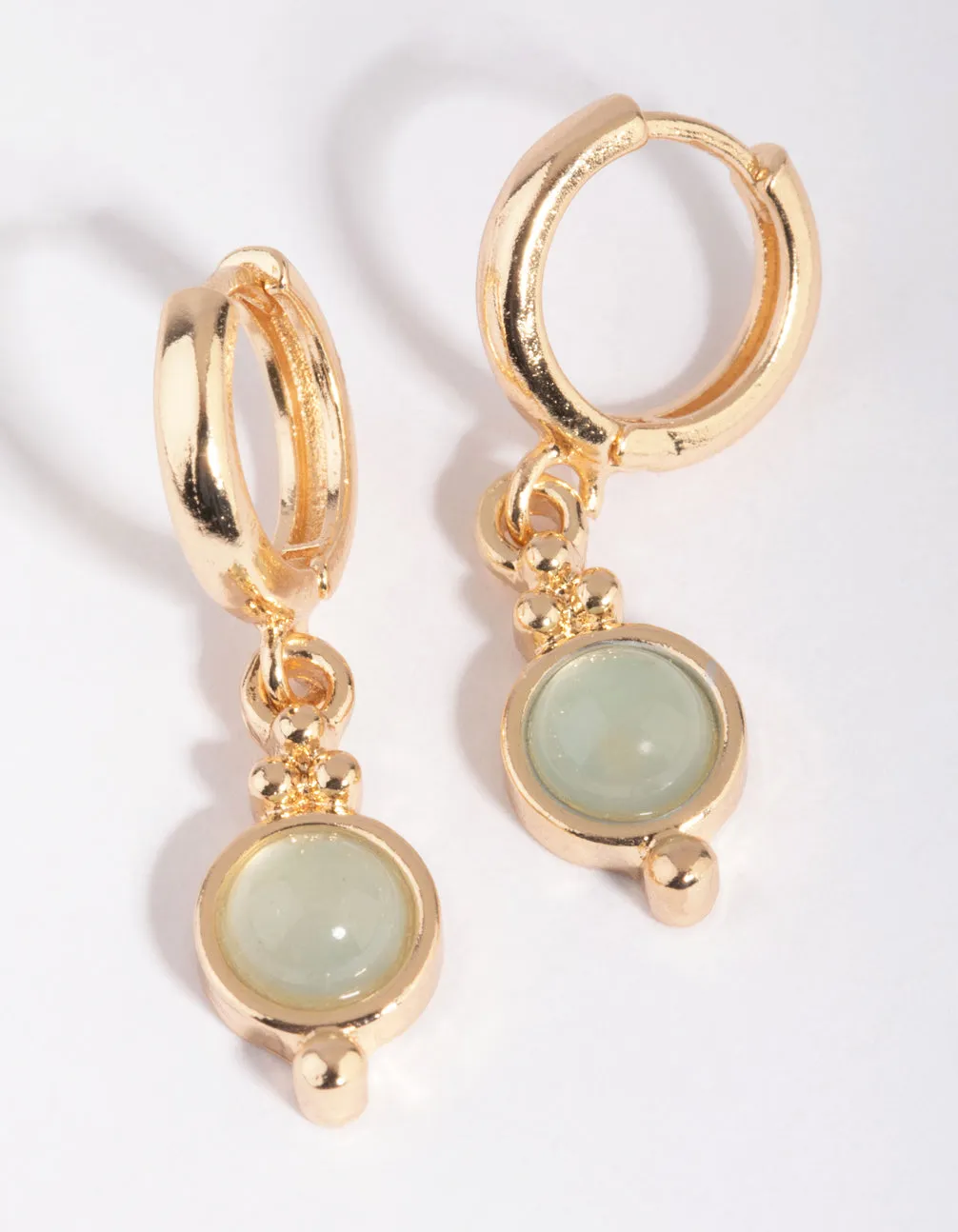 Jade Semi-Precious Huggie Hoop Earrings sold by lovisa