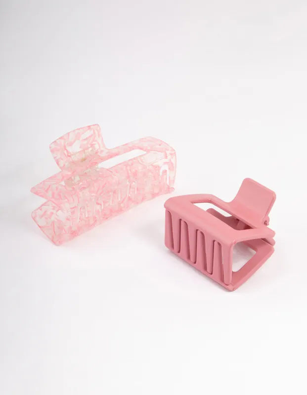 Plastic Pink Rectangle Claw Clip Pack sold by lovisa