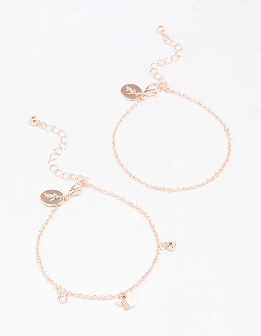 Rose Gold Butterfly Diamante Bracelet Pack sold by lovisa