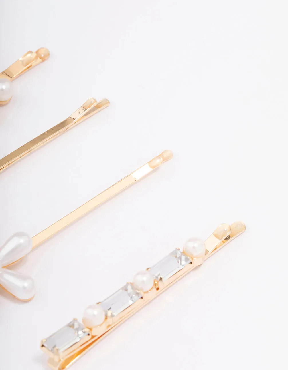 Gold Pearl Diamante Flower Hair Clip 4-Pack sold by lovisa product image thumbnail 3