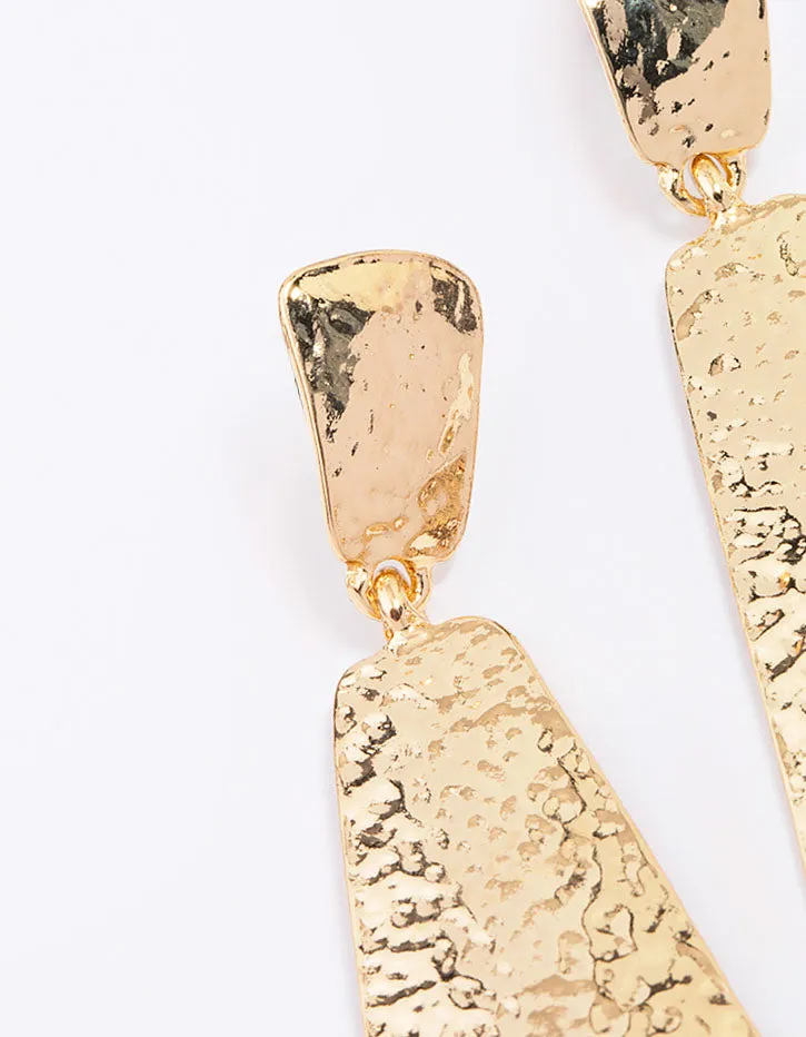 Gold Hammered Tapered Drop Earrings sold by lovisa product image thumbnail 2