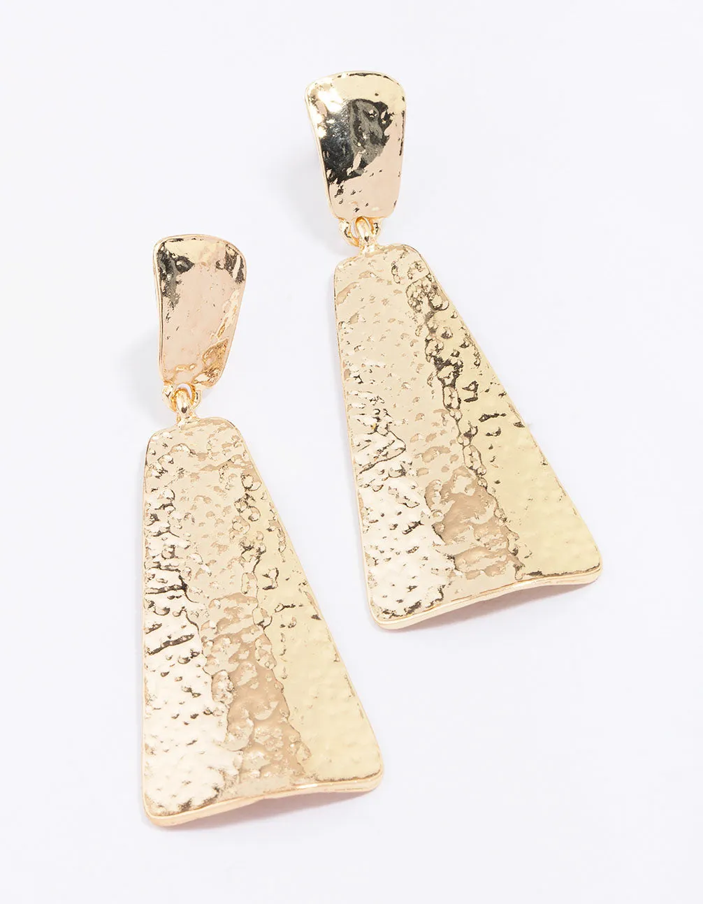 Gold Hammered Tapered Drop Earrings sold by lovisa