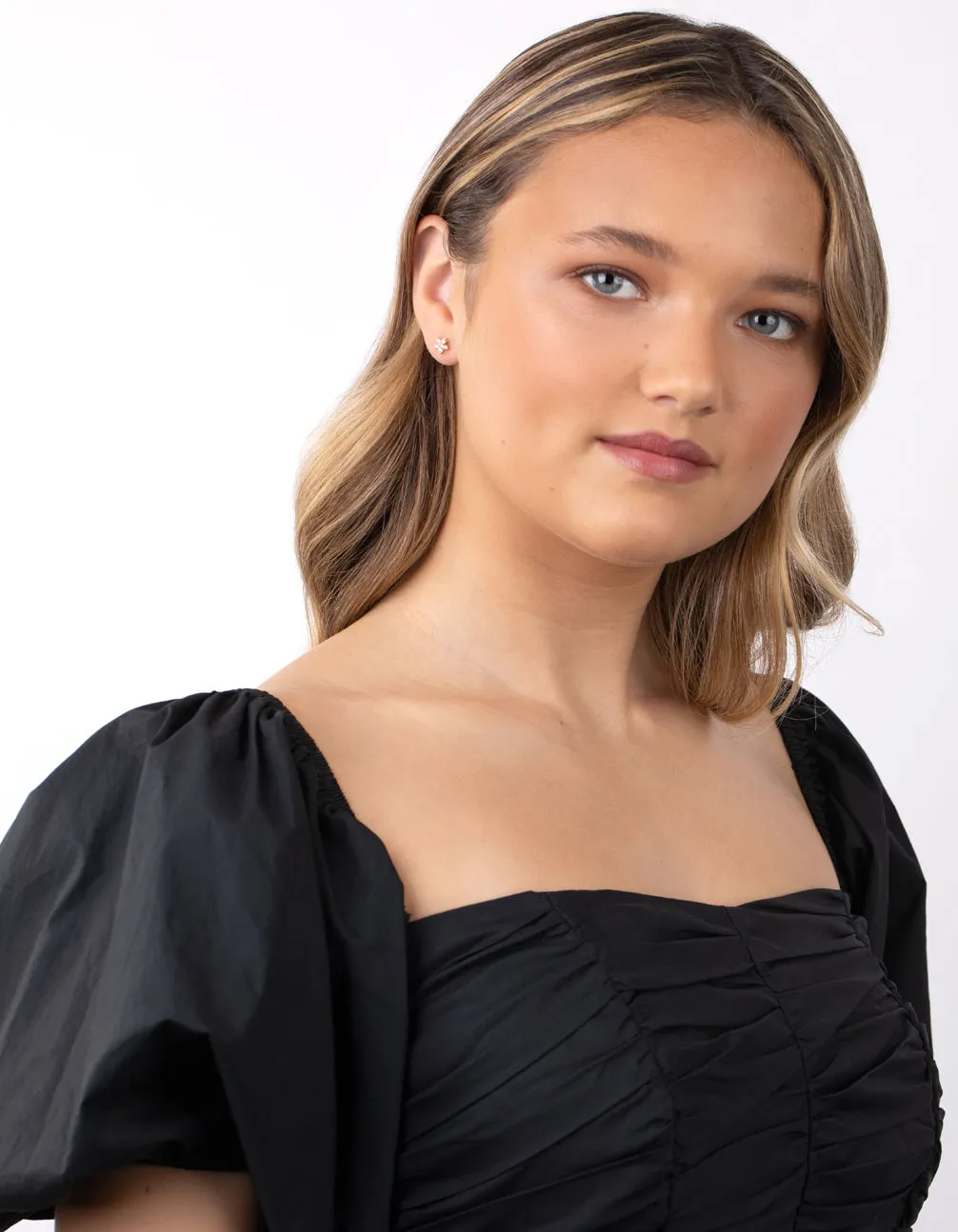 Gold Plated Sterling Silver Cubic Zirconia Flower Stud Earrings sold by lovisa product image thumbnail 5