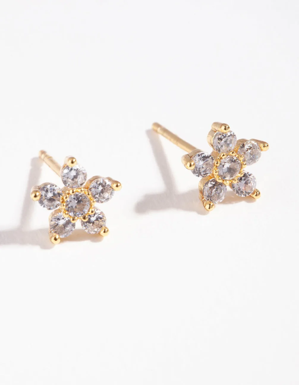 Gold Plated Sterling Silver Cubic Zirconia Flower Stud Earrings sold by lovisa product image thumbnail 3