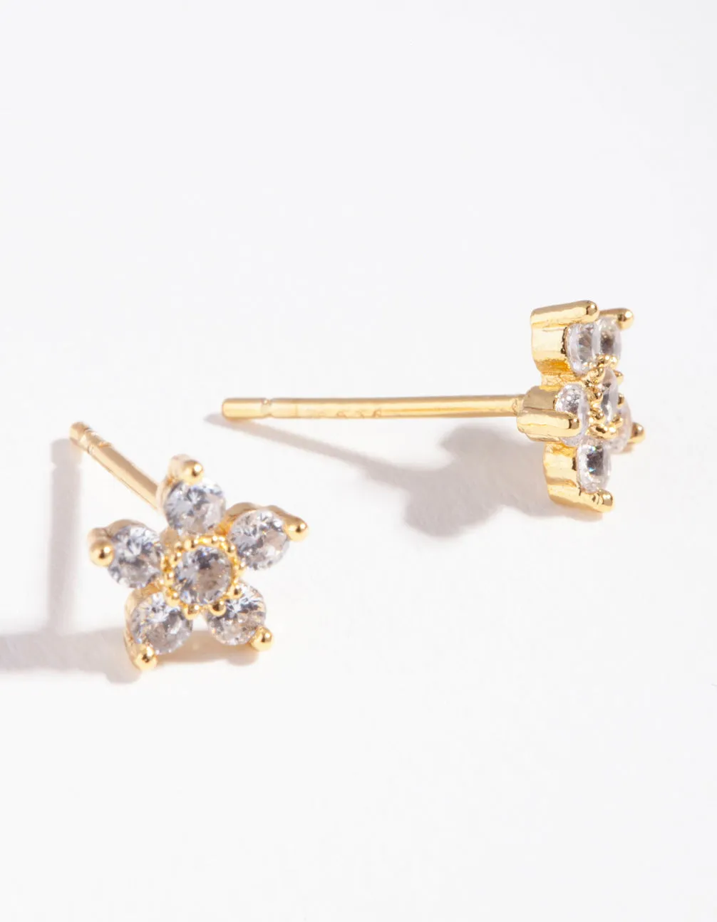 Gold Plated Sterling Silver Cubic Zirconia Flower Stud Earrings sold by lovisa product image thumbnail 4