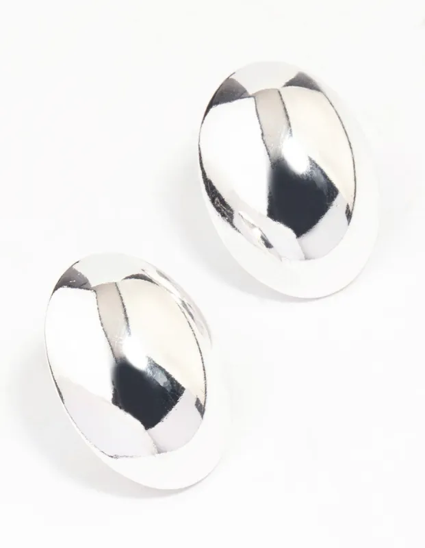 Silver Egg-Shaped Dome Stud Earrings sold by lovisa