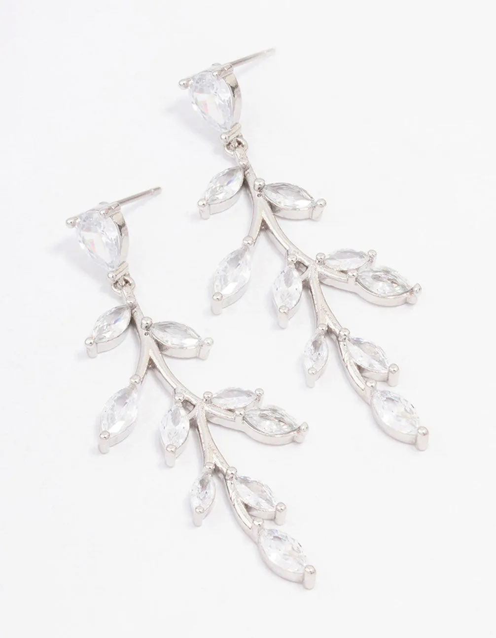 Rhodium Cubic Zirconia Leaf Drop Earrings sold by lovisa product image thumbnail 5