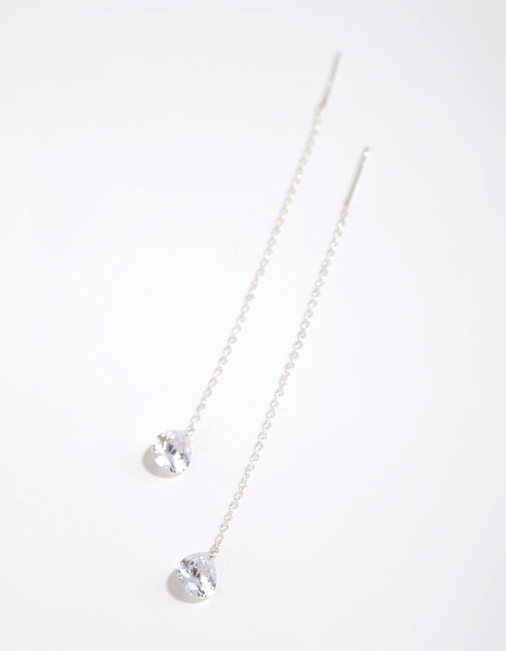 Sterling Silver Cubic Zirconia Teardrop Thread Through Earrings sold by lovisa