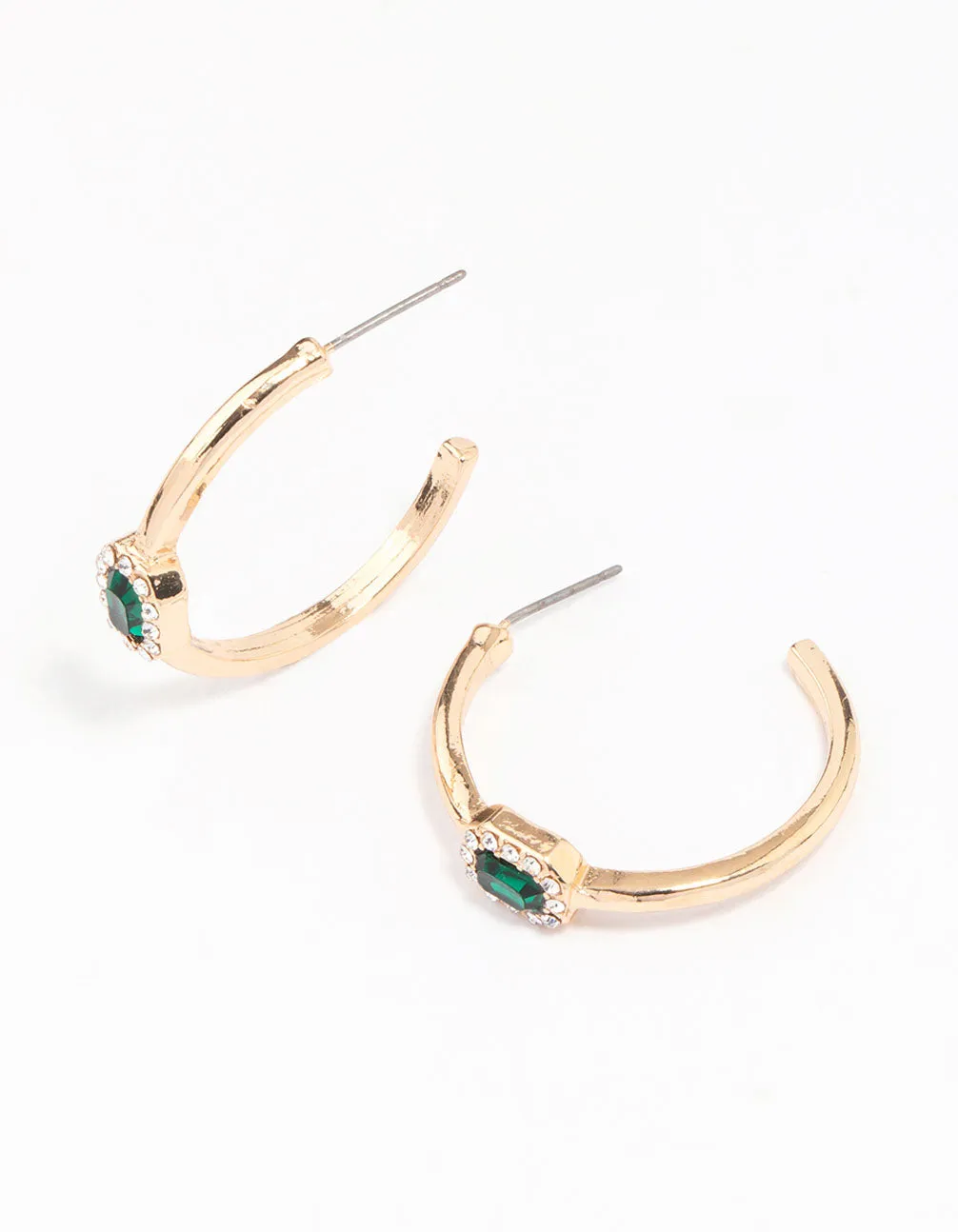 Gold Oval Halo Diamante Hoop Earrings sold by lovisa
