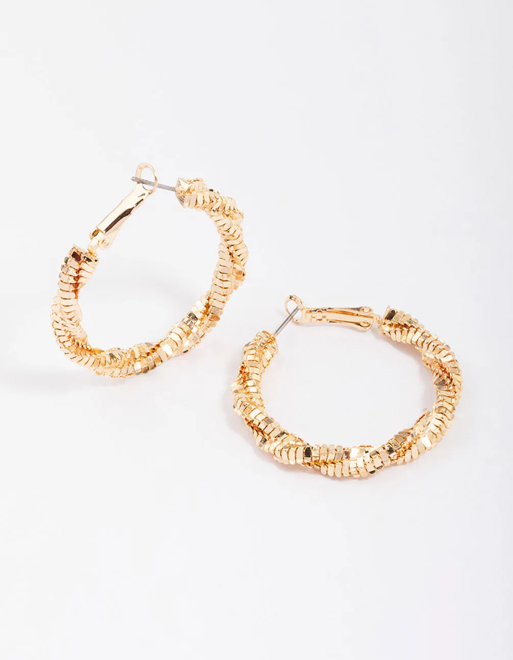 Gold Twisted Hoop Earrings sold by lovisa