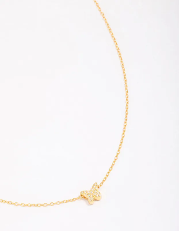 Gold Plated Sterling Silver Butterfly Pendant Necklace sold by lovisa