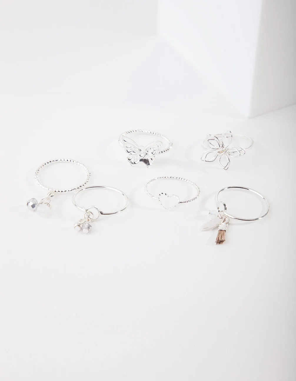 Silver Nature Motif Ring Pack sold by lovisa