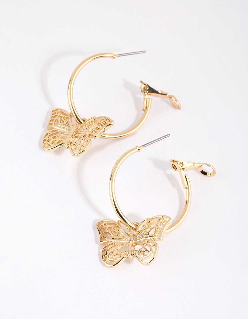 Gold Plated Butterfly Charm Hoop Earrings sold by lovisa product image thumbnail 2