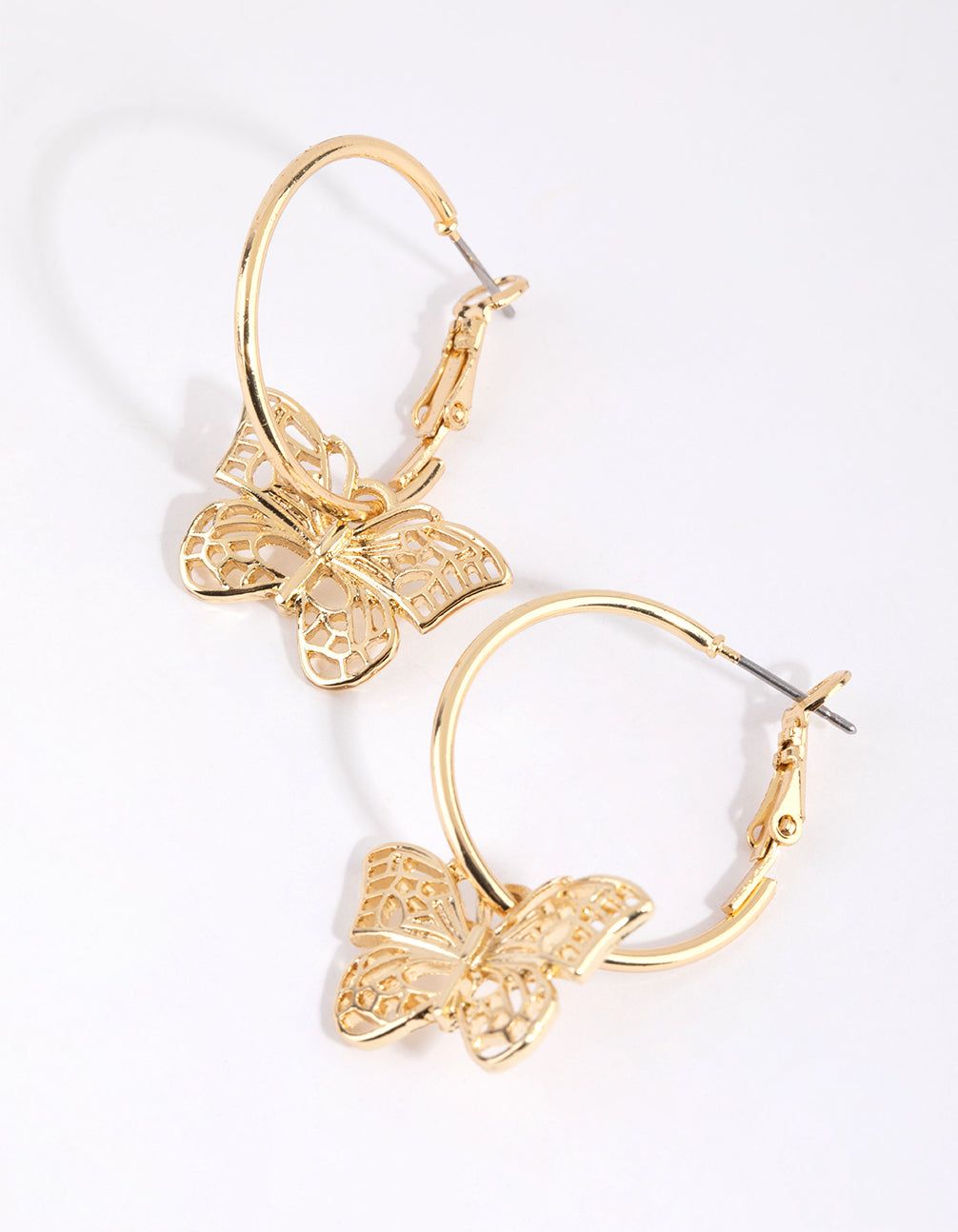 Gold Plated Butterfly Charm Hoop Earrings sold by lovisa