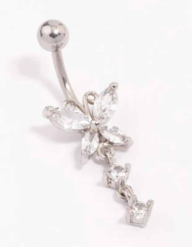 Surgical Steel Butterfly Double Drop Belly Piercing sold by lovisa