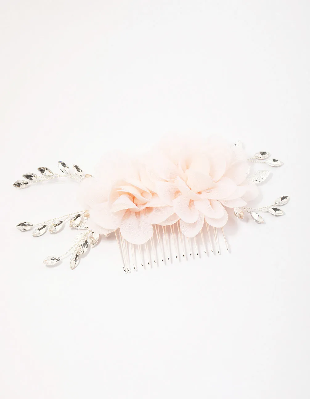Silver Flower Crystal Leaf Hair Comb sold by lovisa