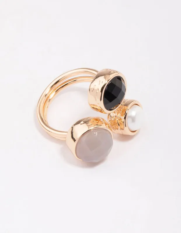 Gold Triple Stone Wrapped Cocktail Ring sold by lovisa