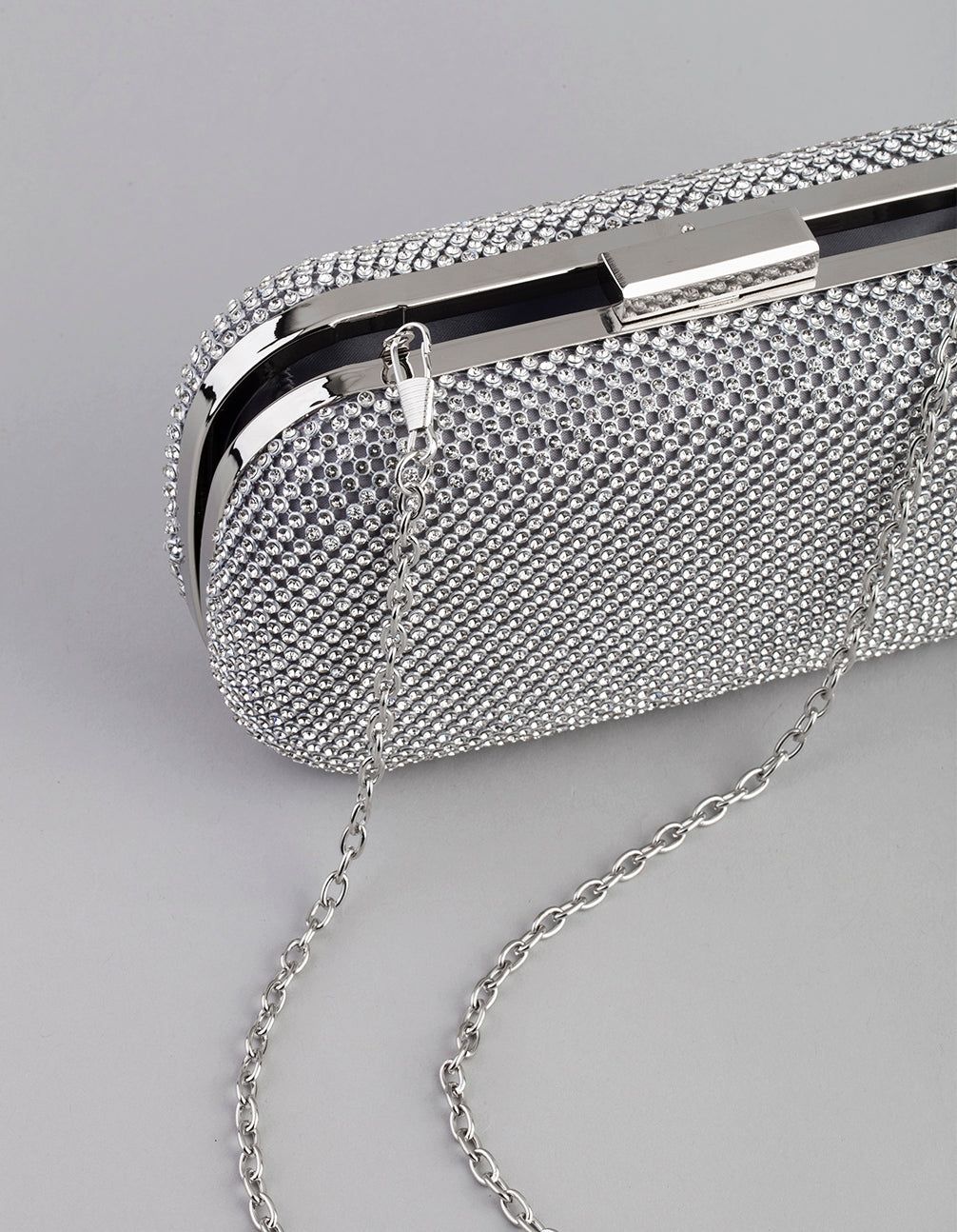 Silver Diamante Rounded Rectangular Clutch sold by lovisa product image thumbnail 3