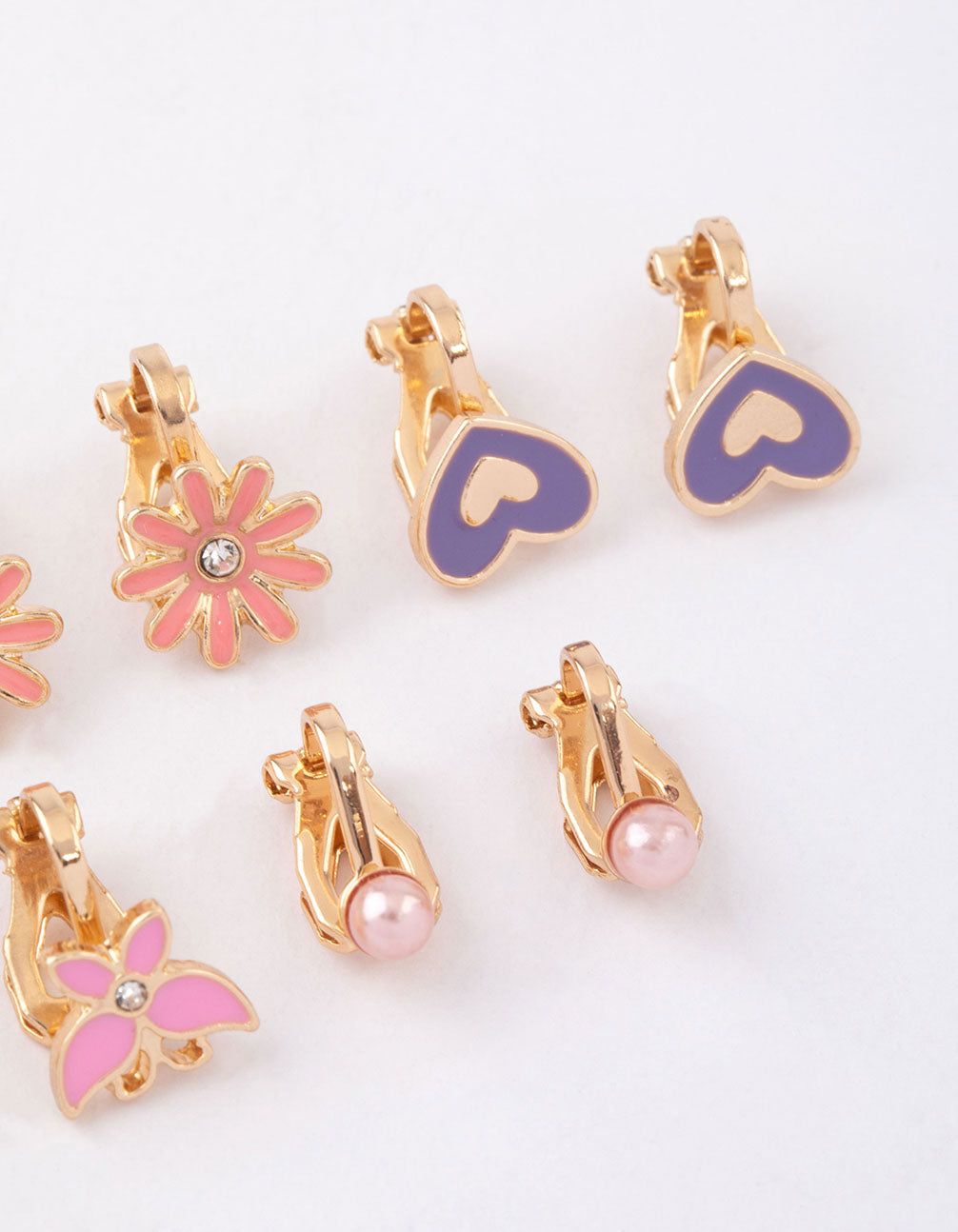 Kids Pink Flower Clip On Stud Earrings 6-Pack sold by lovisa product image thumbnail 3