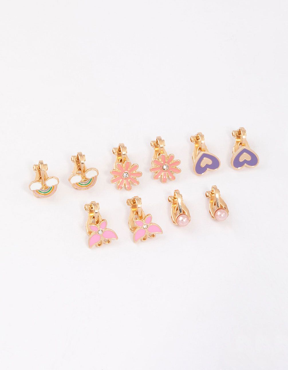 Kids Pink Flower Clip On Stud Earrings 6-Pack sold by lovisa