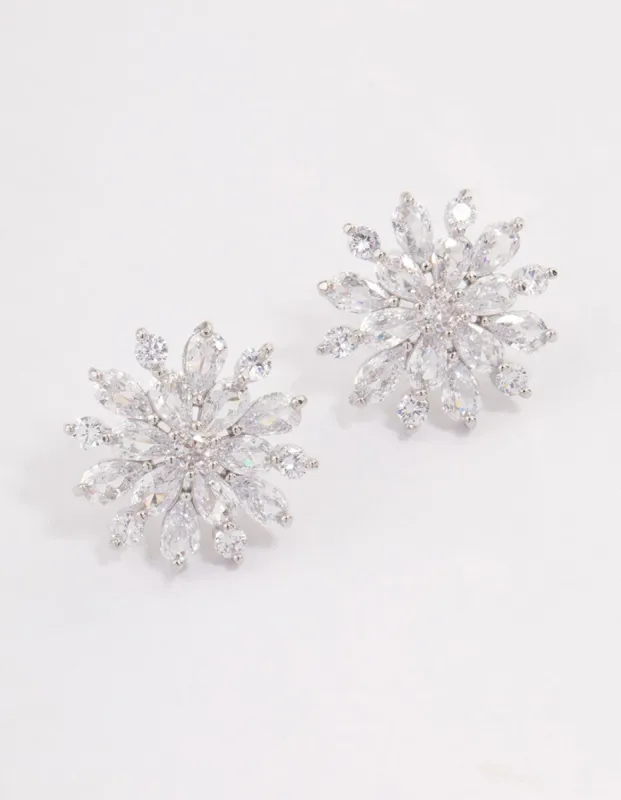 Rhodium Mid Flower Stud Earrings sold by lovisa