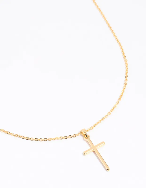 Gold Plated 45cm Cross Necklace sold by lovisa