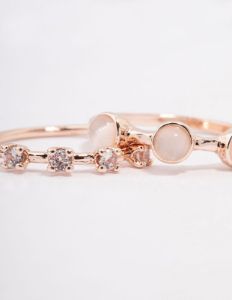 Rose Gold Multi Stone Ring Stack Pack sold by lovisa