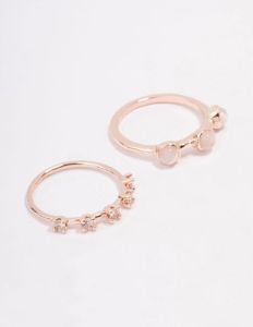 Rose Gold Multi Stone Ring Stack Pack sold by lovisa