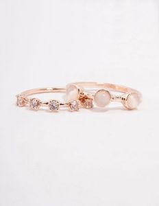 Rose Gold Multi Stone Ring Stack Pack sold by lovisa