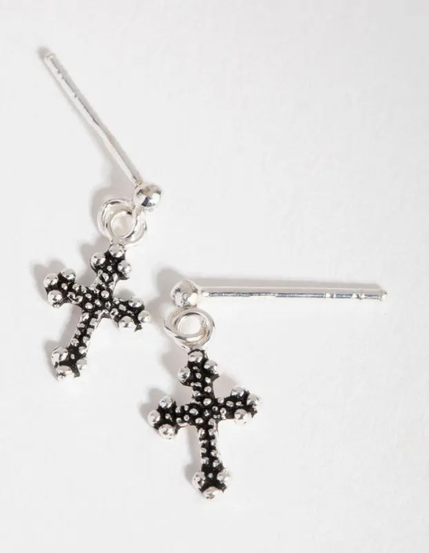 Sterling Silver Antique Cross Drop Earrings sold by lovisa