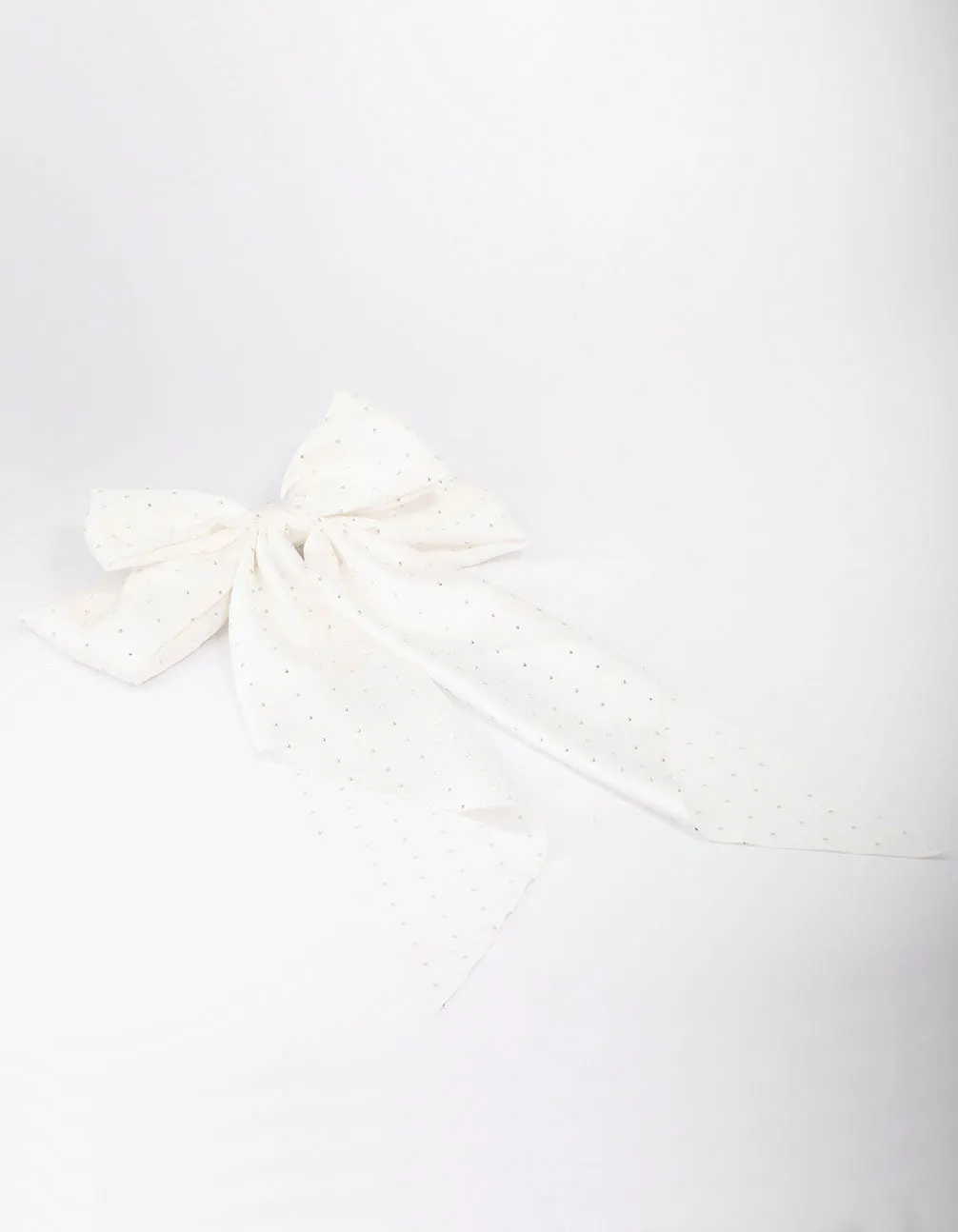 White Fabric Satin Drop Bow Hair Clip sold by lovisa