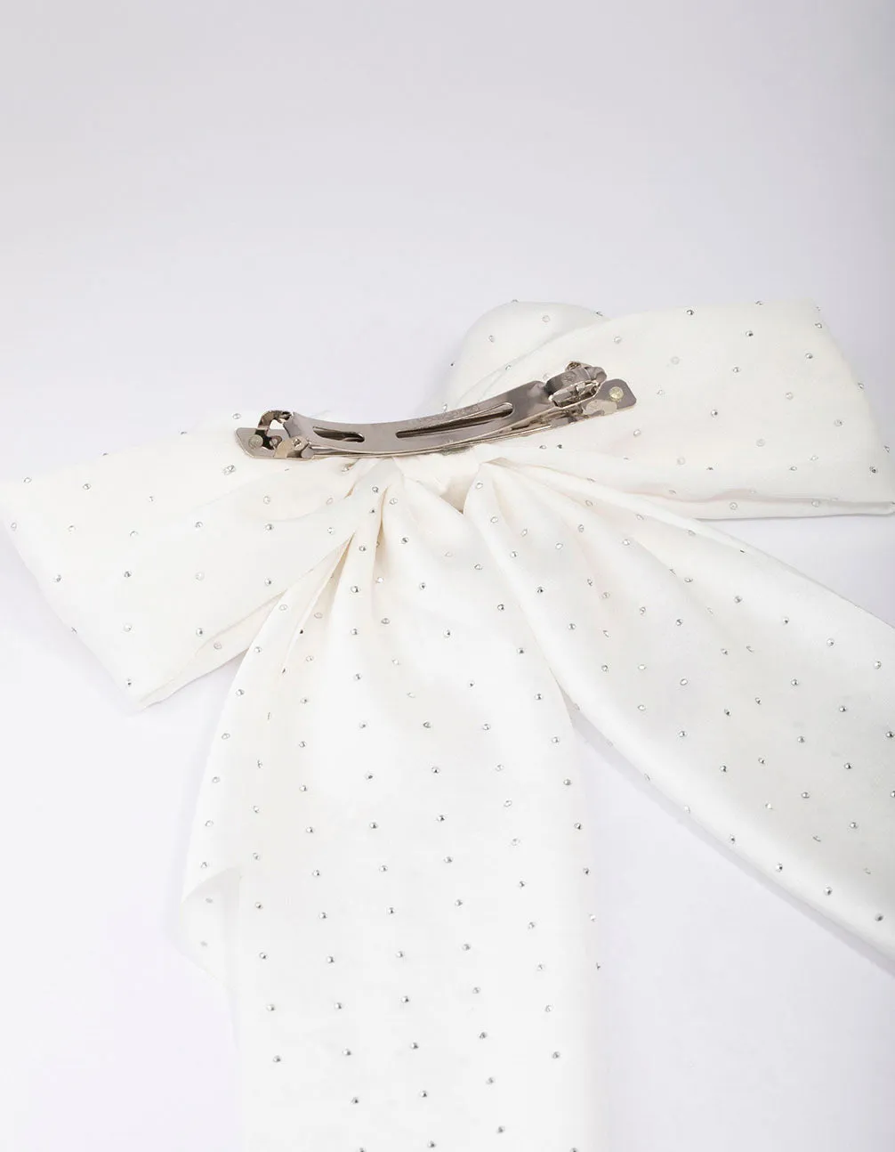 White Fabric Satin Drop Bow Hair Clip sold by lovisa product image thumbnail 3