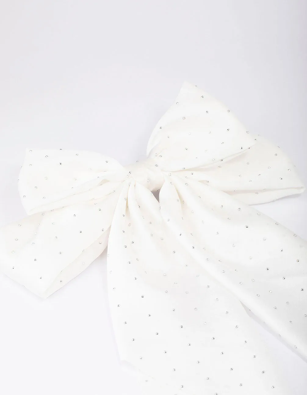 White Fabric Satin Drop Bow Hair Clip sold by lovisa product image thumbnail 2