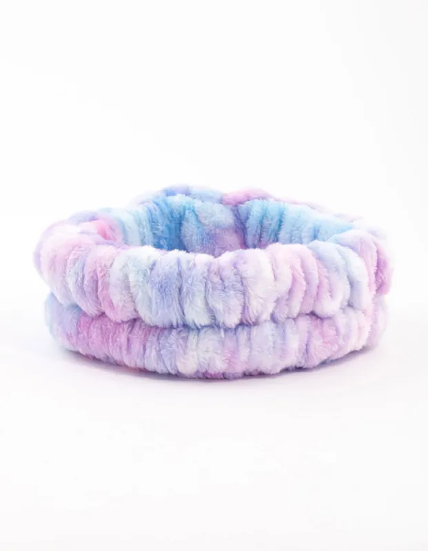 Tie Dye Blue & Purple Fluffy Headband sold by lovisa