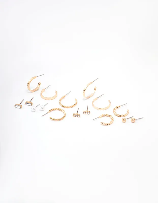 Gold Diamante & Pearl Hoop Earring 8-Pack sold by lovisa