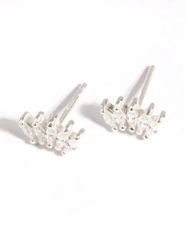 Sterling Silver Diamante Crown Stud Earring Set sold by lovisa