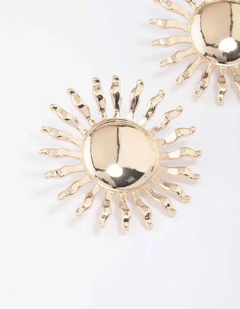 Gold Large Wavy Sun Stud Earrings sold by lovisa product image thumbnail 2