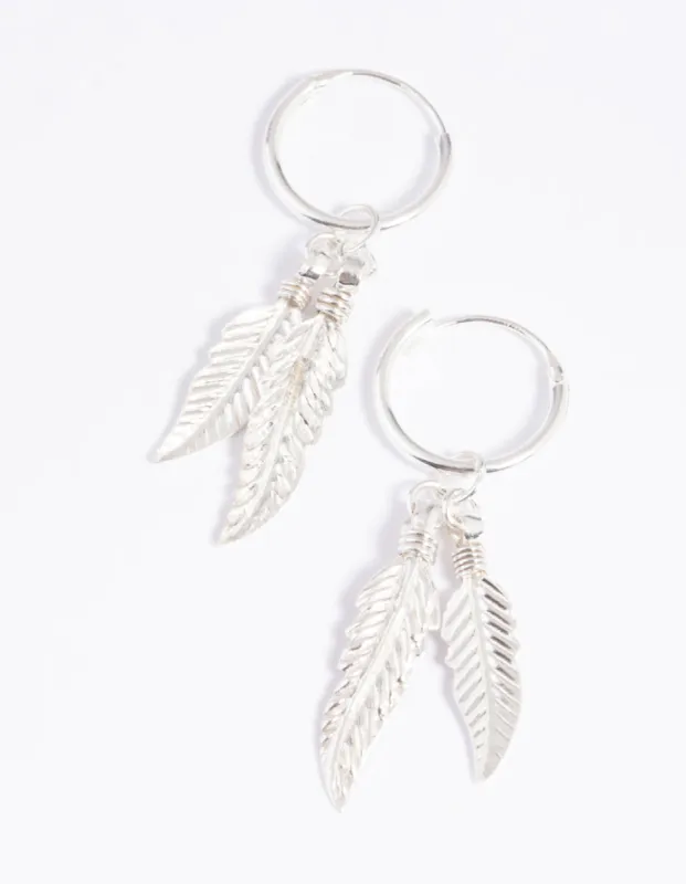 Sterling Silver Leaves Huggie Hoop Earrings sold by lovisa