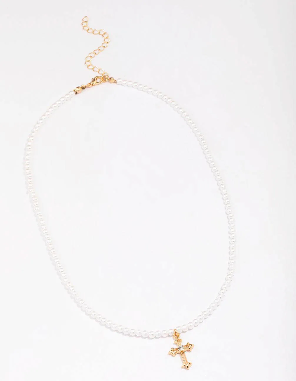Gold Pearl Cross Pendant Necklace sold by lovisa product image thumbnail 2