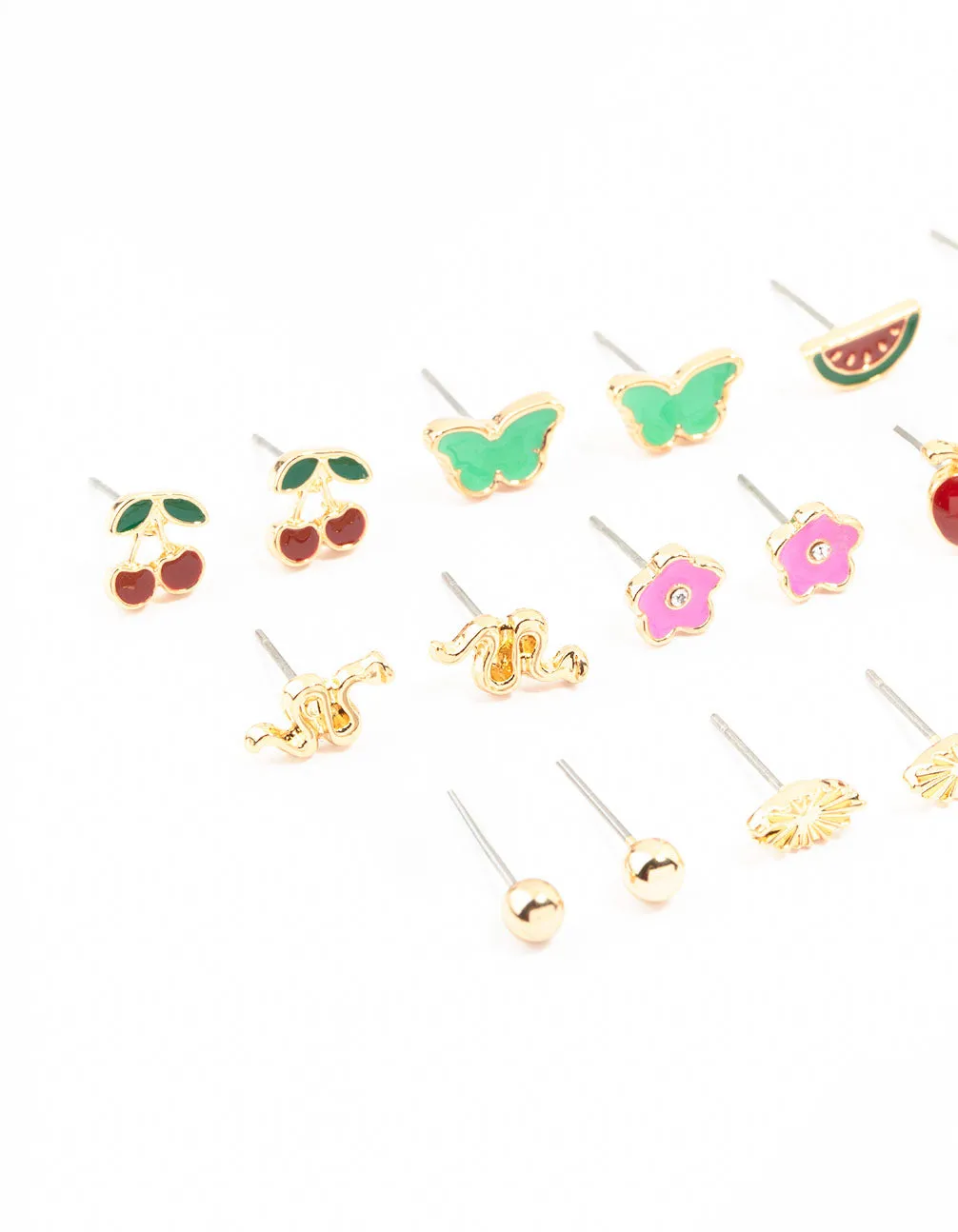 Gold Cherry & Boot Stud Earrings Pack 12-Pack sold by lovisa product image thumbnail 2