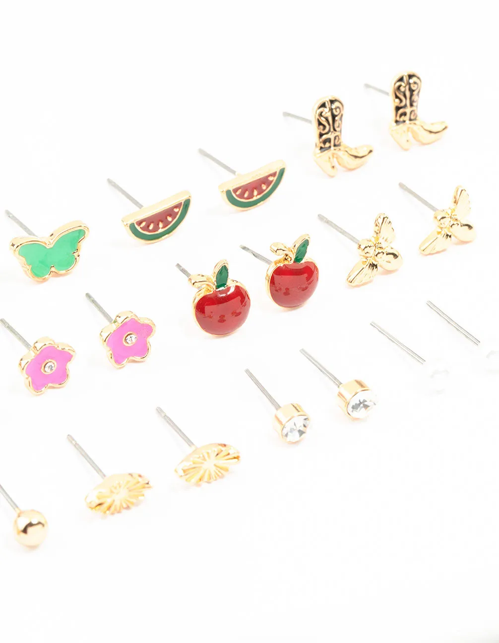 Gold Cherry & Boot Stud Earrings Pack 12-Pack sold by lovisa product image thumbnail 3
