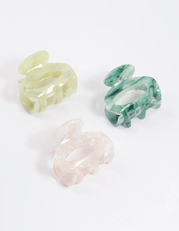 Green Acrylic Mini Oval Claw Clip Pack sold by lovisa