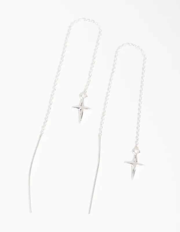 Sterling Silver Cross Thread Earrings sold by lovisa