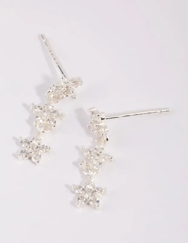 Sterling Silver Triple Star Drop Earrings sold by lovisa