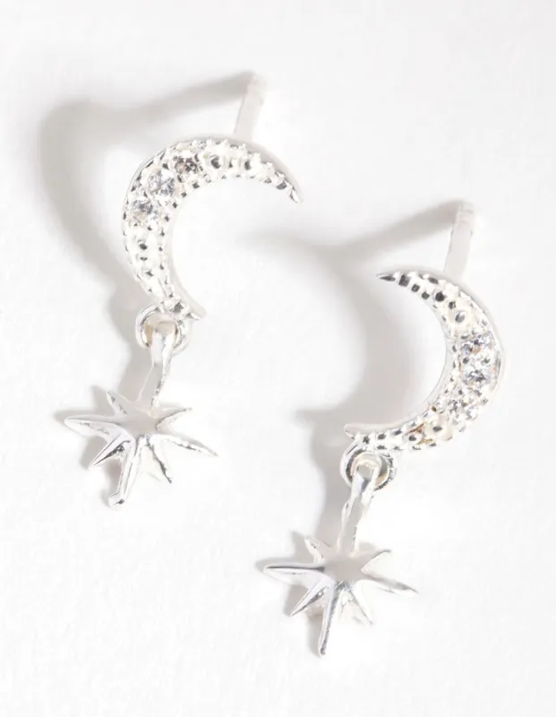 Sterling Silver Diamante Celestial Drop Earrings sold by lovisa