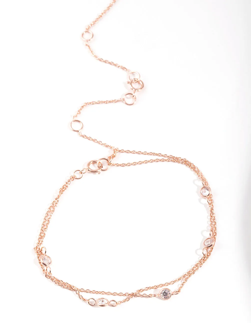 Rose Gold Plated Sterling Silver Cubic Zirconia Bracelet/Anklet sold by lovisa