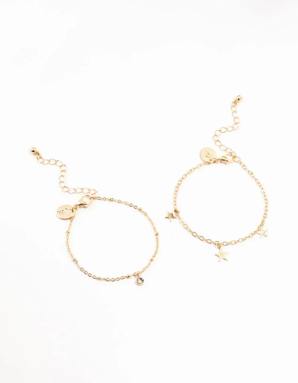 Gold Diamante Star Charm Bracelets 2-Pack sold by lovisa